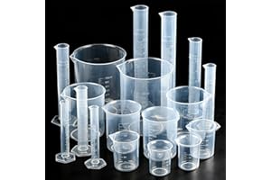OTYMIOW 18PCS Plastic Clear Graduated Cylinder and Measuring Beaker Set, 8 Measuring Cylinder, 10 Beakers, for Kitchen, Labor