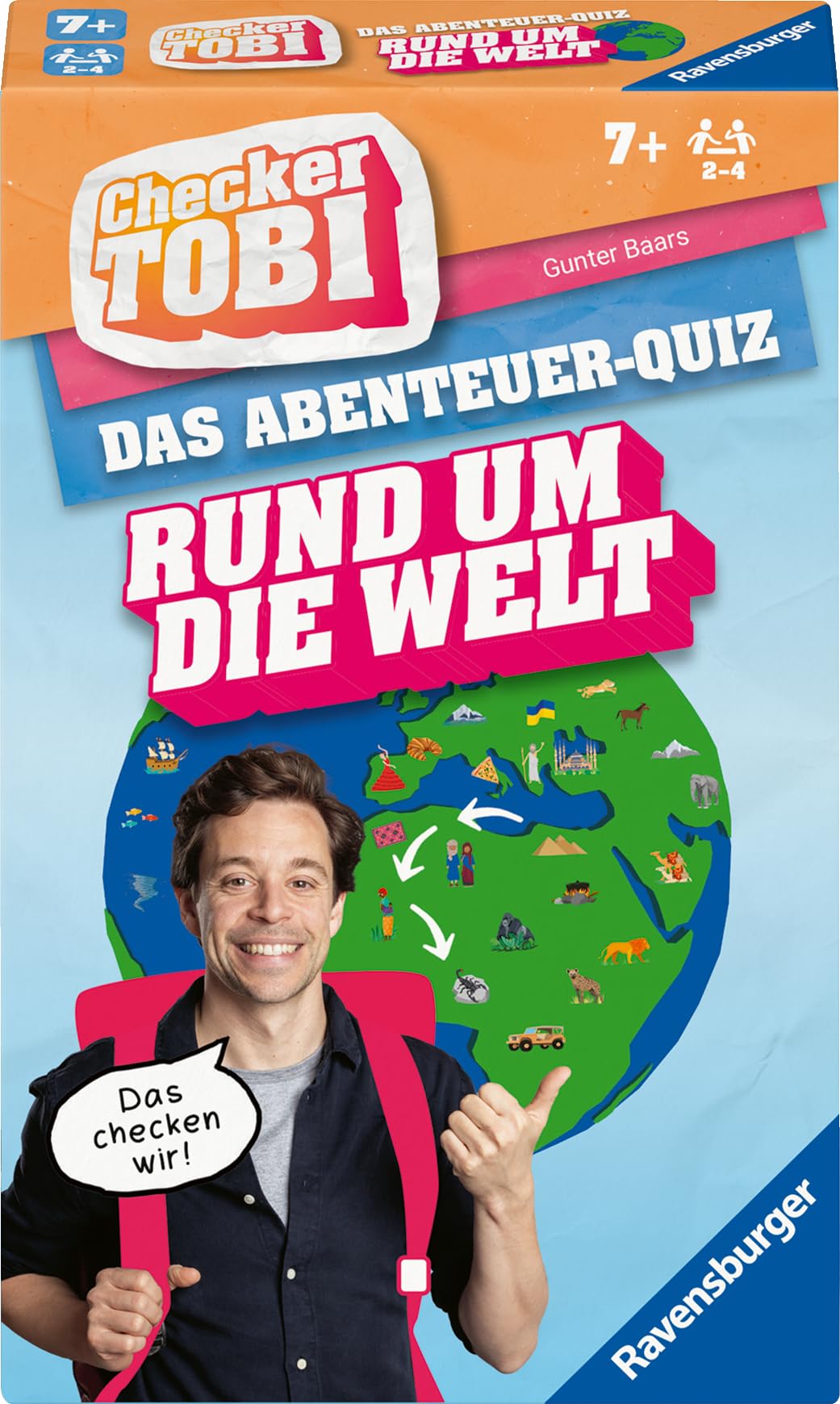 Ravensburger 22492 - Checker Tobi - Rund um die Welt - Das Abenteuerquiz für Kinder ab 7 Jahren, Quiz & Mitmachspiel für Kinder und Familien, für 2-4 Spieler
