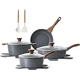 SENSARTE Nonstick Cookware Set 13-Piece, Non Stick Pots and Pans Set with Swiss Granite Coating, Healthy Kitchen Cooking Set,