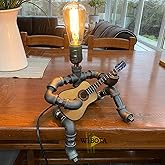 WIBOTA Steampunk Industrial Guitar Lamp - Unique Table Lamp/Desk Lamp with Edison Bulb, Vintage Decorative Lamp for Men, Guitar Lovers & Musicians, Creative Unusual Music-Themed Gift
