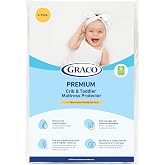 Graco Premium Waterproof Crib and Toddler Mattress Protector, 2 Pack | GREENGUARD Gold Certified, Machine-Washable &amp; Dryer-Friendly, Waterproof Sleep Surface, Fits Baby Crib &amp; Toddler Bed Mattress