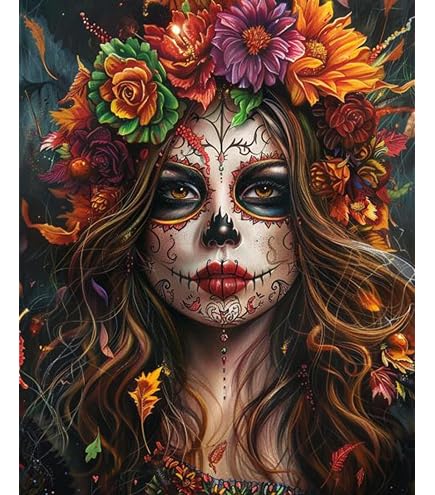 Tucocoo Peinture à l'huile/acrylique par numéros pour adultes/débutants - Silhouette de femme avec fleurs sur la tête - Style moderne - Décoration d'intérieur - sans cadre (l x H Tucocoo Peinture à l'huile/acrylique par numéros pour adultes/débutants - Silhouette de femme avec fleurs sur la tête - Style moderne - Décoration d'intérieur - sans cadre (l x H