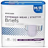 McKesson Extended Wear Stretch Briefs, [14 Count], M/R, 32-54 in. Incontinence Adult Diapers, Maximum Absorbency, Unisex, Disposable, Elastic Leg Gathers and Contoured Fit for Men and Women
