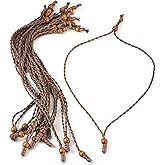 Beadthoven 15pcs Waxed Rope Necklace Cord for Men Women Adjustable Braided Cord Necklaces String Vintage Bohemian Rope Chain Choker with Metal Ring for Pendant Hanging Jewelry Making DIY Brown