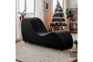 MUZZ Velvet Chaise Lounge Chair, Modern Curved Yoga Chair for Adults Stretching, Relaxation, Yoga Chaise Lounge for Living Room, Bedroom (Velvet/Black)