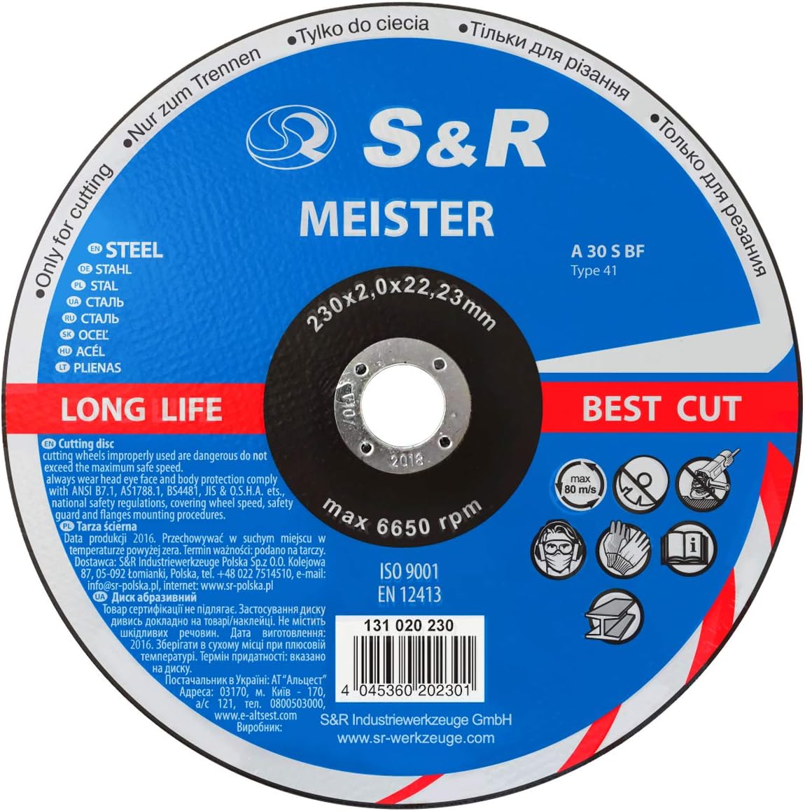S&R Metal Cutting Discs 230mm x 2.0mm x 22.23mm - A30 S-BF, blue, 230 x 2,0 x 22,23mm - Image 3