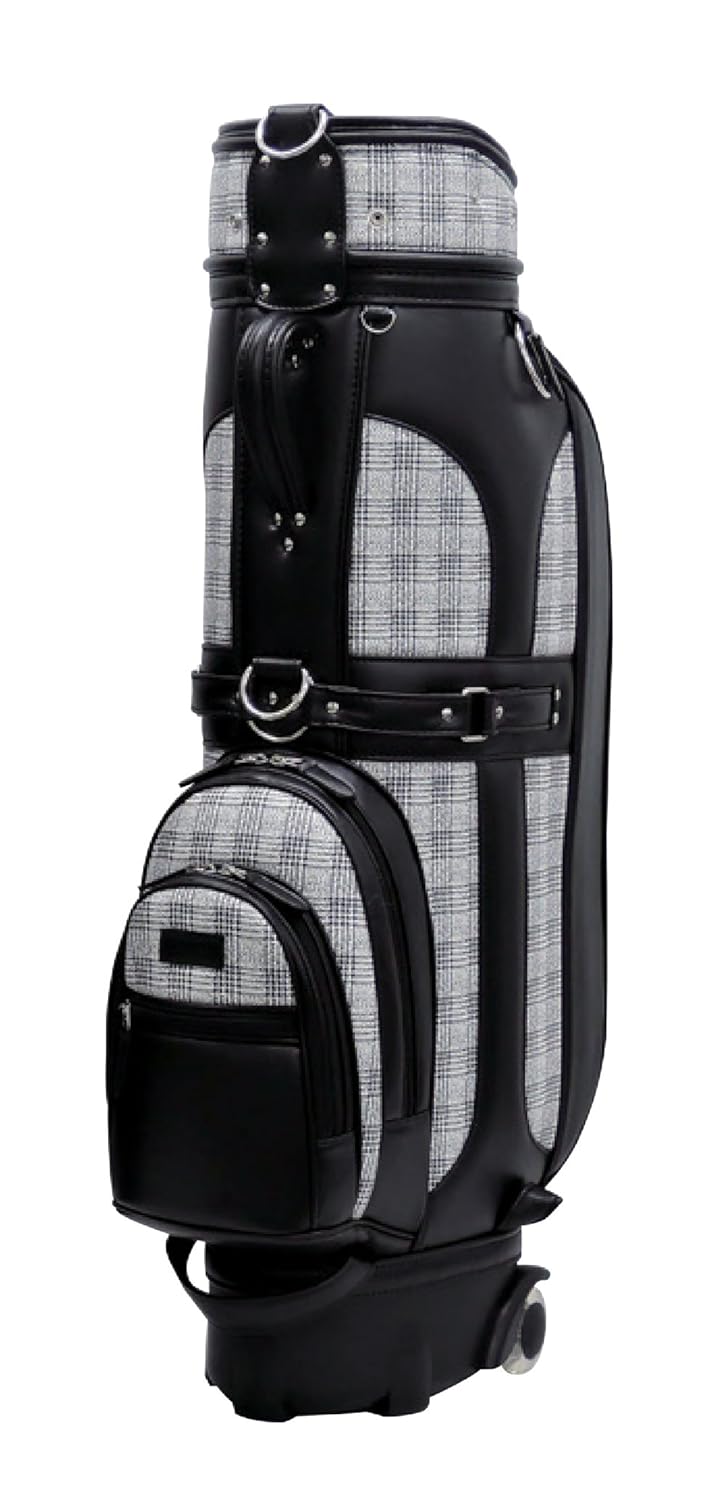 ブラック ホワイト B01mtnbq8u Kst 009i キャスター付きキャディバッグ ブラック ホワイト メンズキャディバッグ 正規品質保証