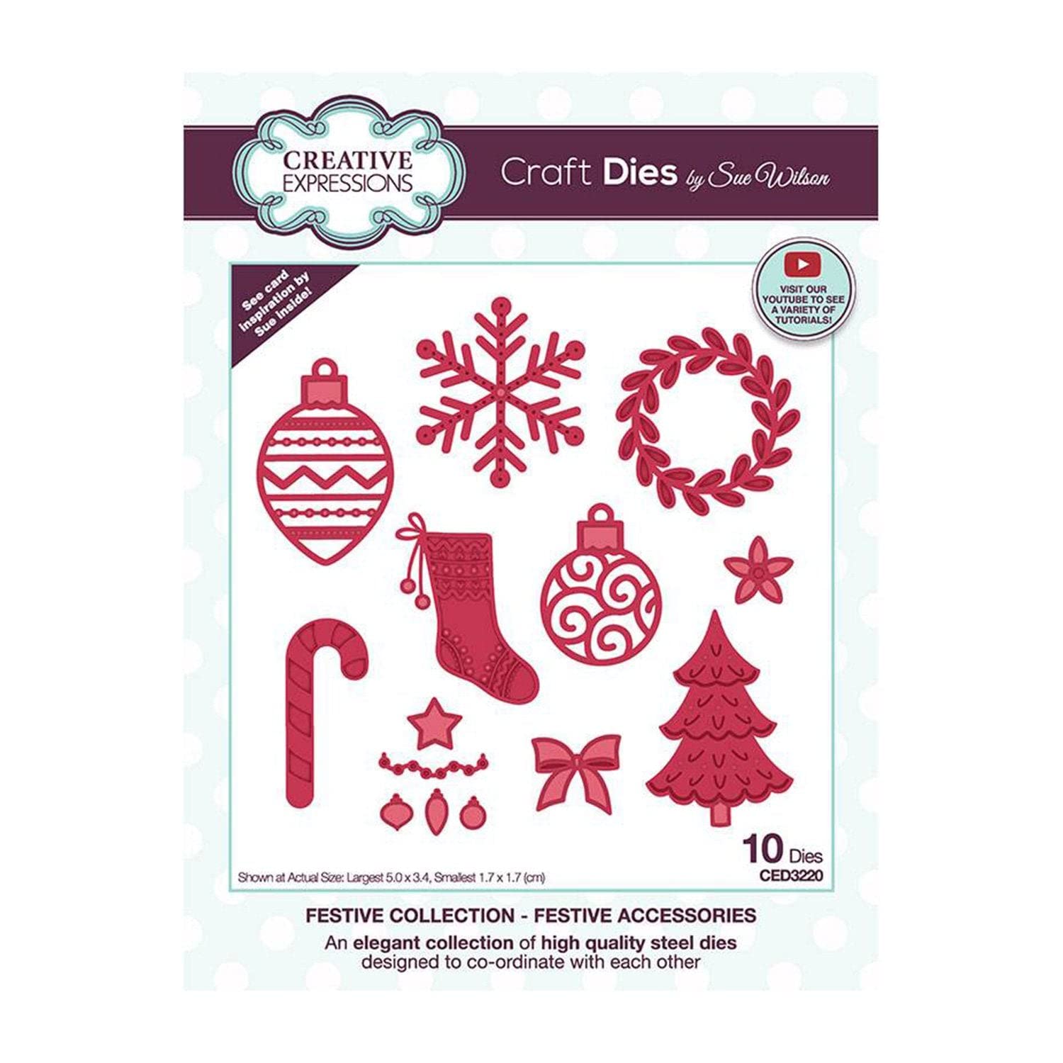 Creative Expressions Sue Wilson-Festive Accessories-Craft Die, Metal, Largest 5 x 3.4 cm, CED3220