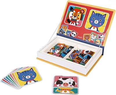 Janod Magnéti'Book Mix & Match Magnetic Educational Game 8 Animals 72 Magnets