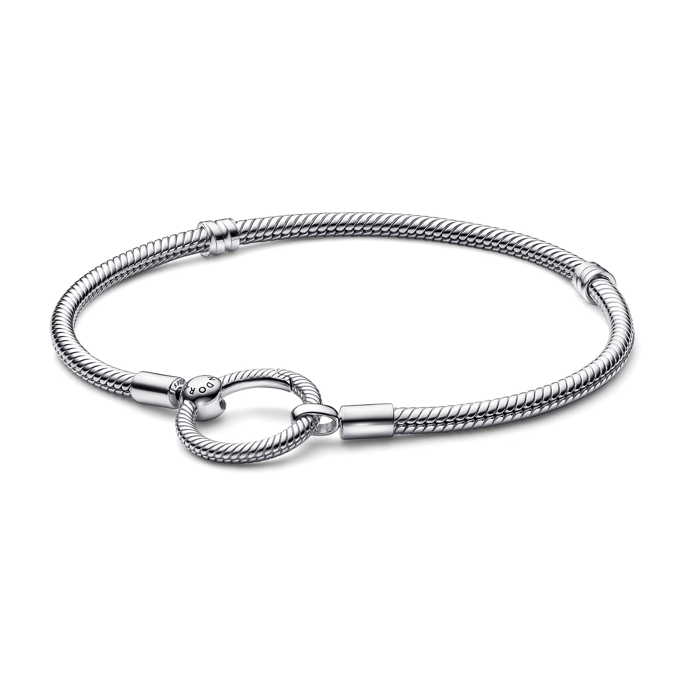 Pandora Moments Snake chain sterling silver bracelet and Pandora O clasp, 18