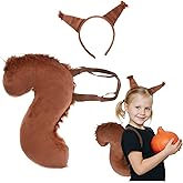 DOITOOL 1 Set Squirrel Costume Cosplay Kit, Squirrel Ear Headband and Tail, Plush Fabric, Coffee, for Kids and Adults