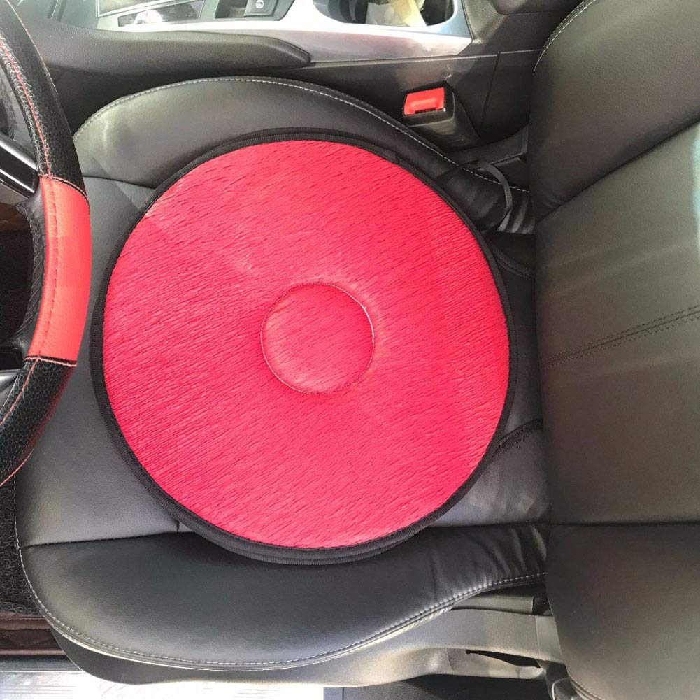 Xihaoer 360°Rotation Disc, Auto Swivel Seat Cushion, Ultra-Thin Flexible Design Transfer Disc Memory Sponge Fit Car Seat or Chair Pain Relieving Seat Pad Diameter 16" x 1" (red)
