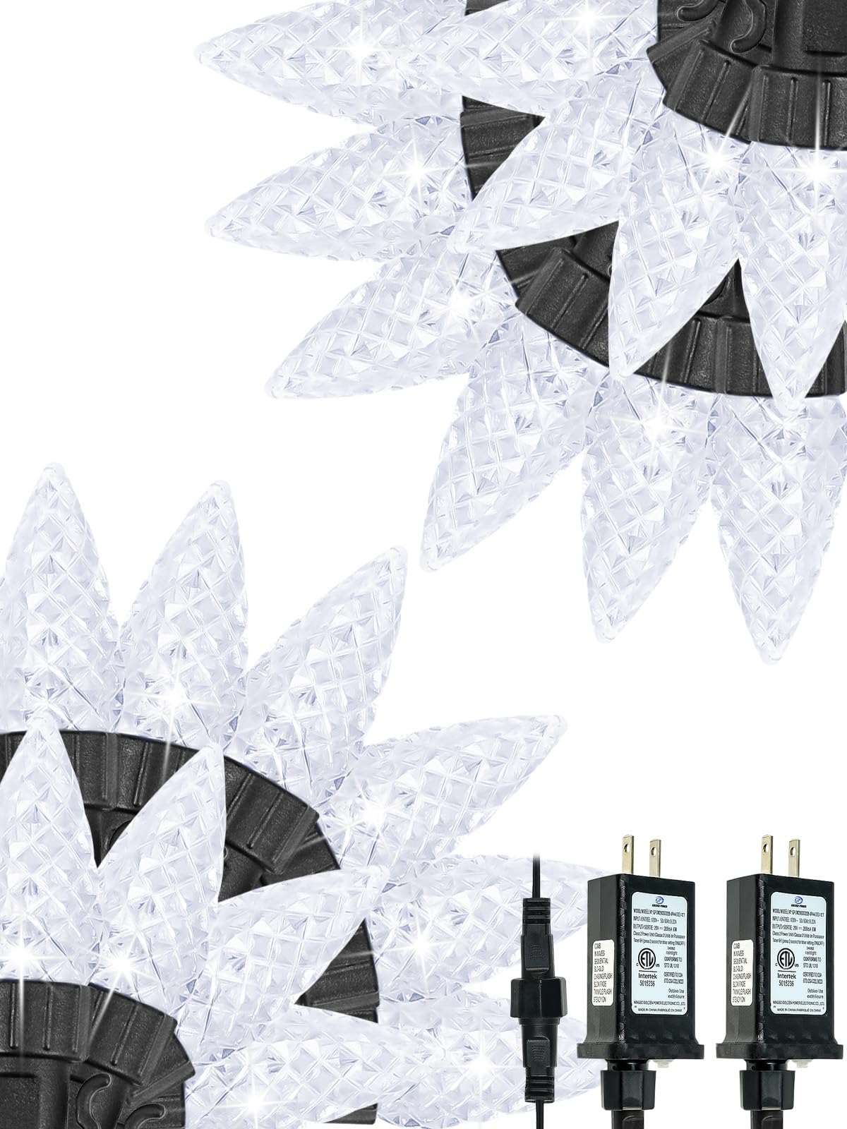 Photo 1 of 2 Pack C6 Christmas Lights Outdoor Indoor, Total 200 LED 66 FT Connectable Christmas String Lights with Timer & 13 Modes, Waterproof Twinkle Light for Xmas Tree Party Wedding Decorations (Cool White)