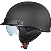 ILM Fiberglass Half Motorcycle Helmet Open Face DOT A213 | Removable Visor, for Motorbike Cruiser Moped Scooter