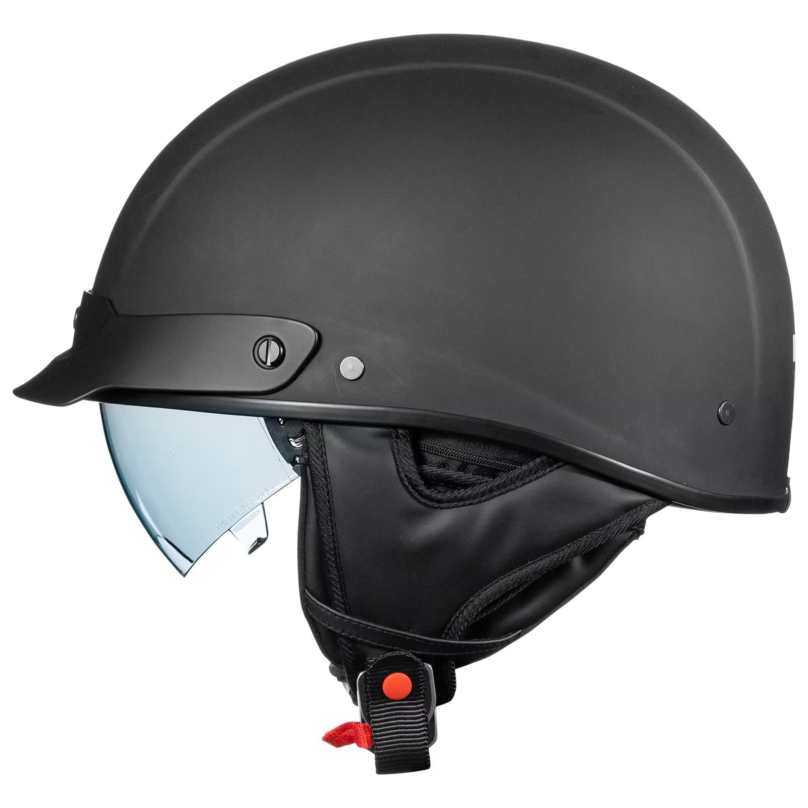 Photo 1 of ILM Fiberglass Half Helmet Motorcycle Open Face with Visor for Motorbike Cruiser Moped Scooter DOT Model A213(Matte Black, Medium)