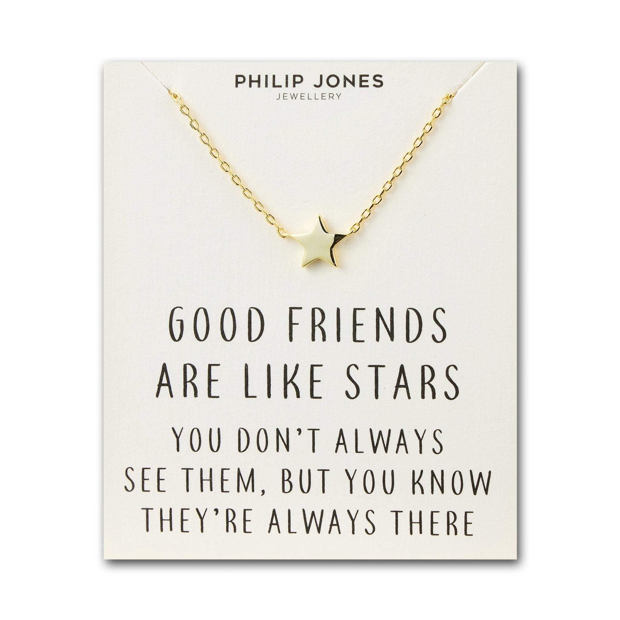 Philip Jones 18k Gold Plated Star Necklace with Quote Card