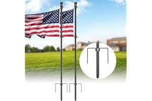 COGARDENSHOWER Heavy Duty Ground Flag Pole Kit - 8.5FT Tangle Free Yard Flag Pole with Windproof Prong,Portable Flag Pole for Outside House,Yard,Outdoor,Camping - Black