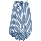 GORGLITTER Women's Plus Size Work Pants Striped High Waisted Wide Leg Palazzo Trousers Vacation Outfits