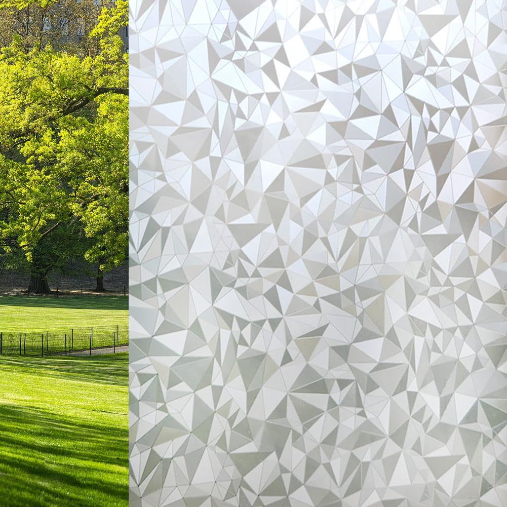 VSUDO Privacy Window Film, Diamond Pattern Window Tint for Home, Static Cling Window Glass Sticker (30x400 cm)