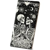 Anikathy Womens Wallet, Rfid Wallets for Women,Slim Thin Credit Card Holder Organizer Purse,PU Leather Cute Long Bifold Clutch Cash Wallet with Zipper Coin Pocket,Ladies Gift,Two Skeletons