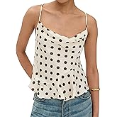 Sujama Women’s Polka Dot Satin Tank Top 2025 Sexy Tie Back Cowl Neck Sleeveless Cami Asymmetrical Ruffle Hem Shirt