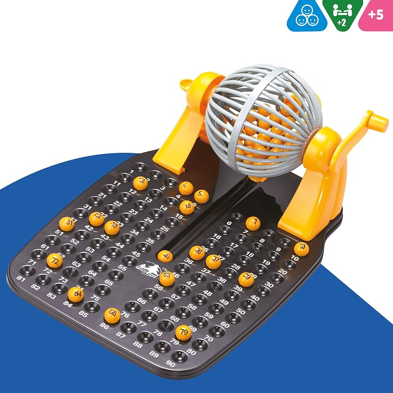 43313 - Jogo de lotaria de bingo, Jogos de tabuleiro para crianças, 90 bolas e 24 cartas, Medidas 17x24x12 cm, +2 Jogadores, +5 anos
