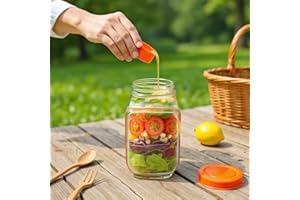 Original Salad Pod, Salad Pod Mason Jar Side Open with Leakproof Dressing Compartment, Microwave-safe, dishwasher-safe, and f