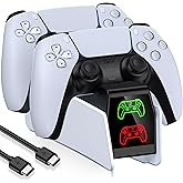 PS5 Controller Charging Station, PS5 Charging Dock Compatible with PlayStation 5 DualSense & Edge Controllers, PS 5 Accessories Charging Dock Stand with LED Indicators & Charging Cable
