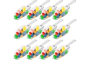 12 Pcs Mini Clear Acrylic Plastic Kitchen Scoops, 14cm Flat Bottom Ice Scoop for Weddings, Ice, Candy Dessert Buffet, Protein