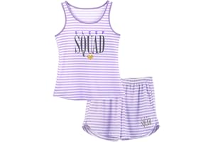 Cozchique Girls Tank Top Pajamas – Size 6 8 10 12 14 16 18 Summer Shorts Stripe PJS Set Big Kids Clothes for Tween/Teens