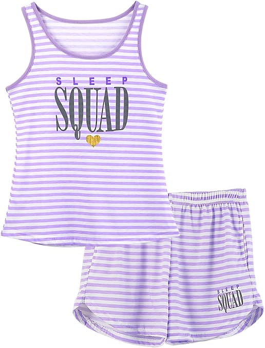 Girls Tank Top Pajamas Size 6 8 10 12 14 16 18 Summer Shorts Stripe PJS Set Big