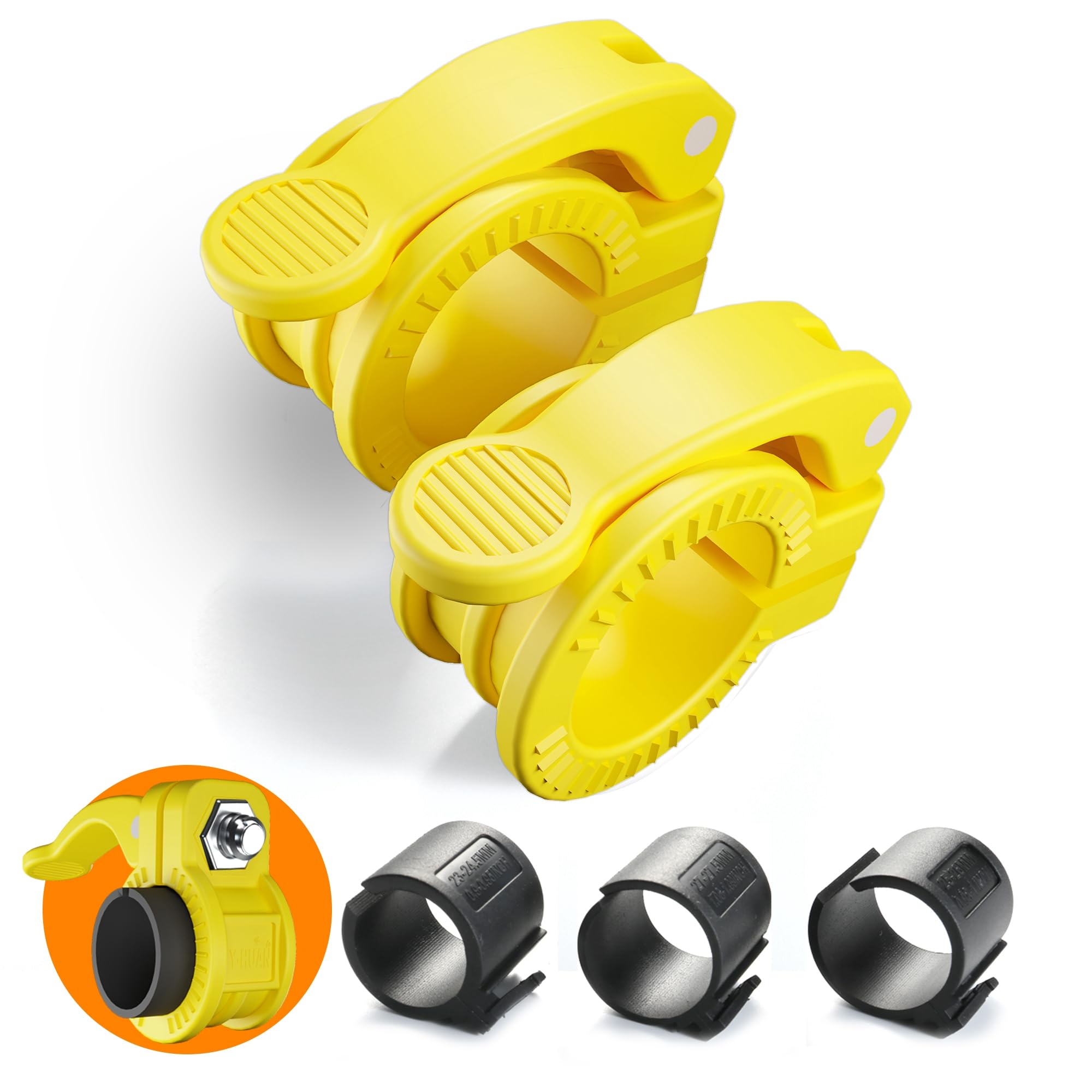 ZY-HUAN Mini Barbell Clips 1 inch I Multi-Size Adjustable Barbell Collar I 1 inch Barbell ClampsIQuick Release Weight Clips Pair of Locking for Dumbbell Bar (YELLOW)