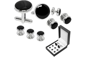 8 Pcs Mens Cufflinks & Tuxedo Studs Set Tuxedo Shirt Cufflinks and Tuxedo Buttons for Men Wedding Business Formal Accessories