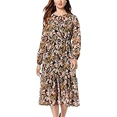 Maison Jules Women's Floral A-Line Dress, Black Combo, X-Small