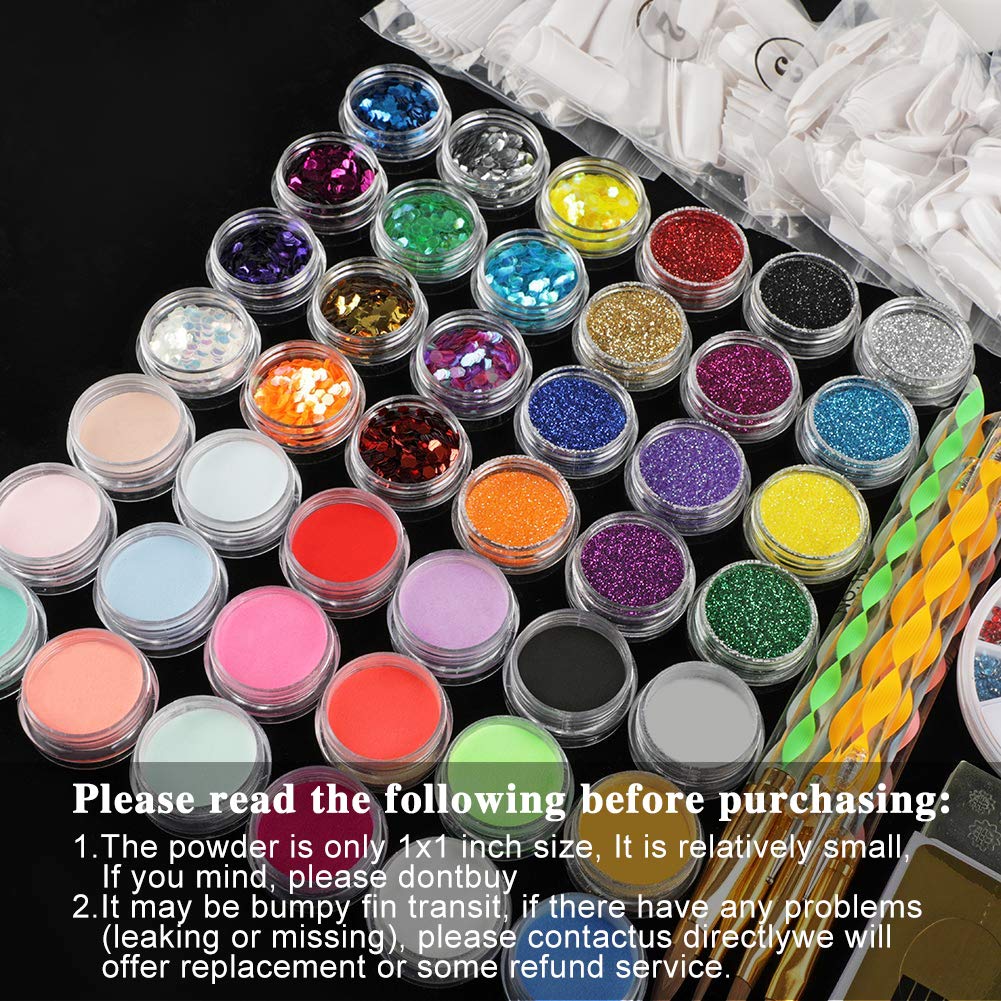 42 in 1 Acrylic Nail Art Set Acrylic Nail Powder Glitter Brush Nail French Tips Nail Art Decoration Tools Set: Beauty