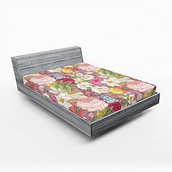 Lunarable Floral Fitted Sheet, Vintage Mixed