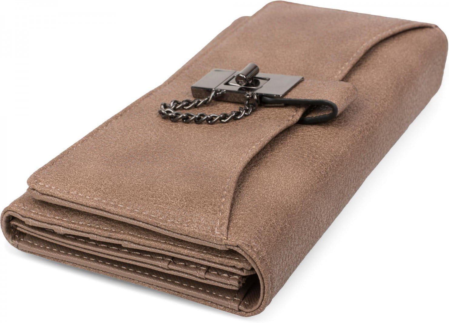styleBREAKER Wallet with Chain and Metal Latch, snap Fastener, Wallet, Women 02040065, Color:Brown - Image 3