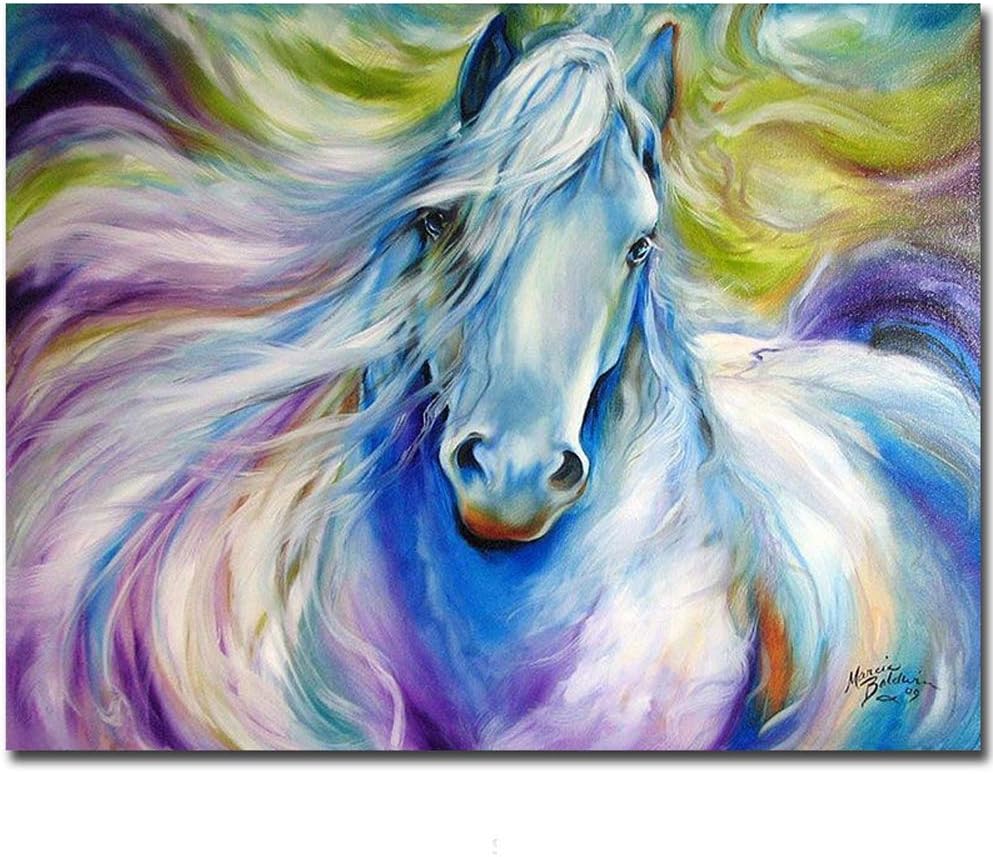 ZENDA Horse Portrait Painting Horse Wall Art Wall Decor Painting for Living Room Decoration Framed and Ready to Hang (Dream Horse, 20X16in)