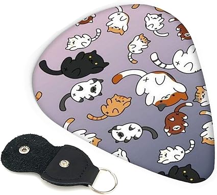 Amazon Co Jp かわいい猫柄 ネコ ギターピック ティアドロップ型 ピック 6枚セット 三種類厚さ 0 46 0 71 0 96mm 収納ケース付き 初心者 ギター用 練習用 可愛い ハードギターピックトライアングル マンドリン ベース アコースティック エレクトリックギター用