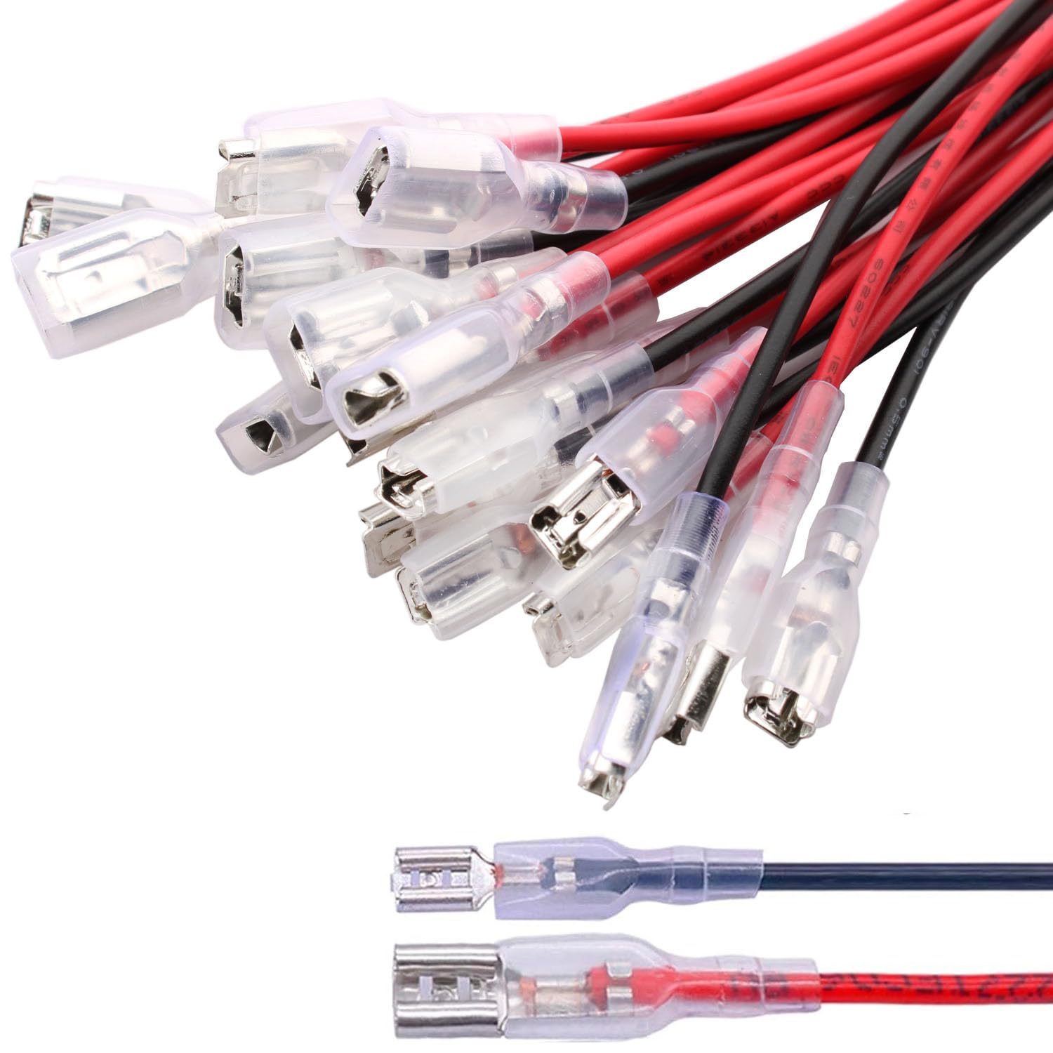 RUNCCI-YUN 20PC 4.8MM 6.3MM Female Spade Connectors, Insulated Crimp Terminals Wire Crimp Terminal Spade Connector for DIY Electrical Motorcycle Vehicle Boat Electrical Wiring