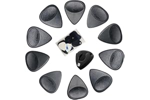 10 Pcs Anti-slip Guitar Picks with Pick Holder, Includes Medium Heavy Thickness Plectrums (0.9 1.5 1.8 2.0 2.3mm), Black Guit