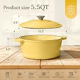 Overmont Enamelled Cast Iron Round Casserole Dish 5.2L Goose Yellow view 5