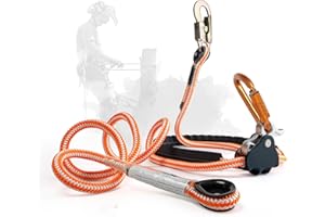 ProClimb Arborist Positioning Lanyard by Pelican Rope - 1/2 in x 8 ft Polyester Rope with Steel Snap Hook - Adjustable, High Visibility, ANSI/OSHA Certified for Work Positioning and Tree Climbing