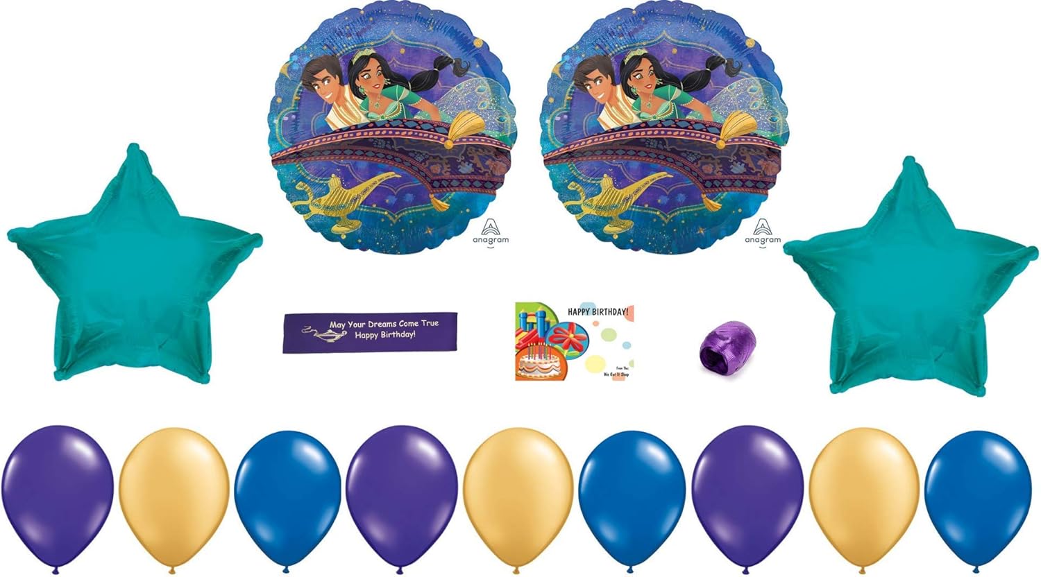 Aladdin Party Supplies Featuring Aladdin Balloons, Jasmine Balloons and