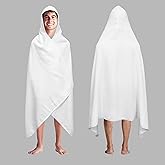 COTTON CRAFT Hooded Bath Towel – Oversized 35 x 70 Waffle Weave Towel with Hood for Adults - 100% Ringspun Cotton Pool Bath Sheet Wrap with Hood - Soft Super Absorbent Quick Dry – 450 GSM – White