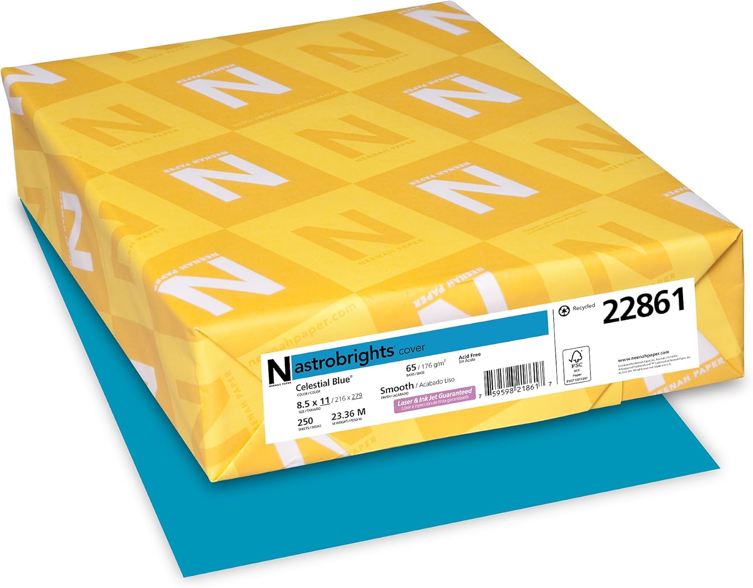Neenah Astrobrights Premium Color Card Stock, 65 lb, 8.5 x 11 Inches, 250 Sheets, Re-Entry Red : Red Card Stock : Office Products