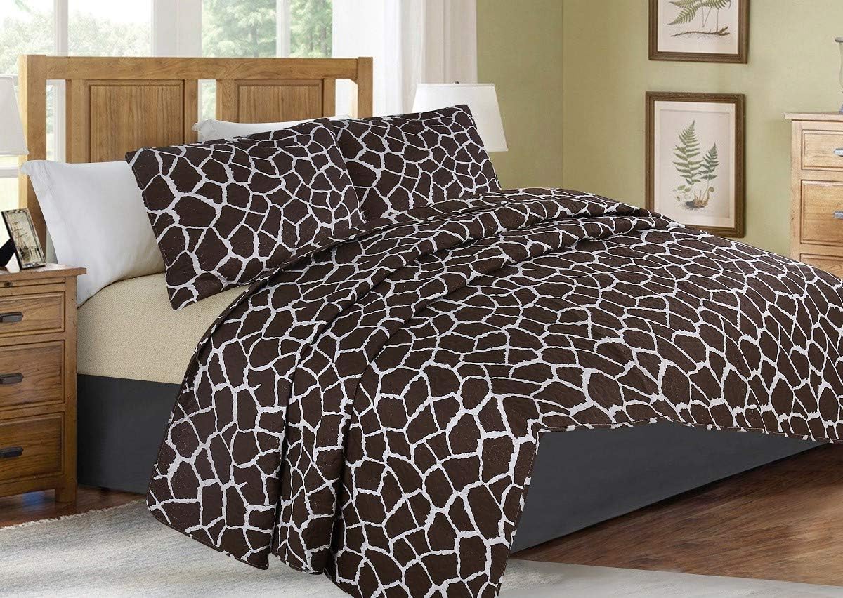 GorgeousHome African Wild Jungle Animals Bedroom Printed Quilt Bedspread Pinsonic Bed Dressing Bedding Cover 2/3pc Set in 3 Sizes Assorted (Animal #4 JIRAFE, Twin)