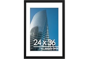 PEALSN 24x36 Poster Frame, Display Pictures 20 x 30 with Mat or 24 x 36 Without Mat, Poster Frames 24 x 36 inches for Wall Mounting Display, Black.