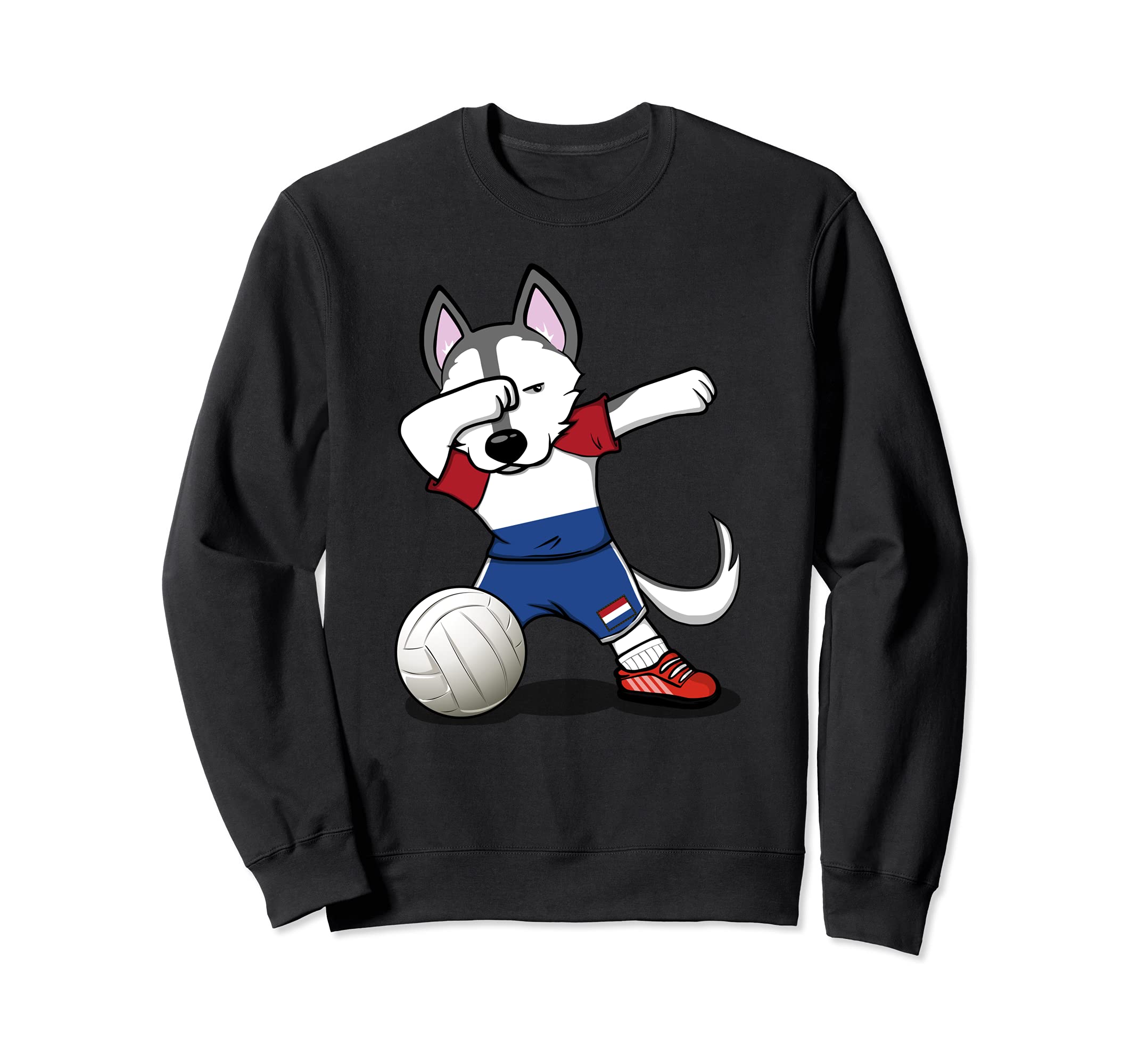Dabbing Husky Netherlands Volleyball Fans Jersey Dutch Flag Sweatshirt