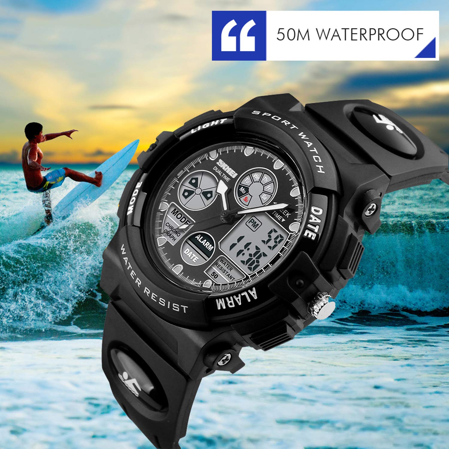 Dayllon Boys Watch,Kids Watch for 3-15 Year Old Boys,Digital Sport Outdoor Multi Function Waterproof with LED Alarm Calendar Analog Watch for Kids - Kids Gifts